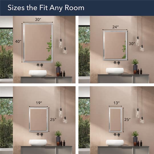 Head West Brushed Nickel Stainless Steel Beveled Accent Vanity Mirror